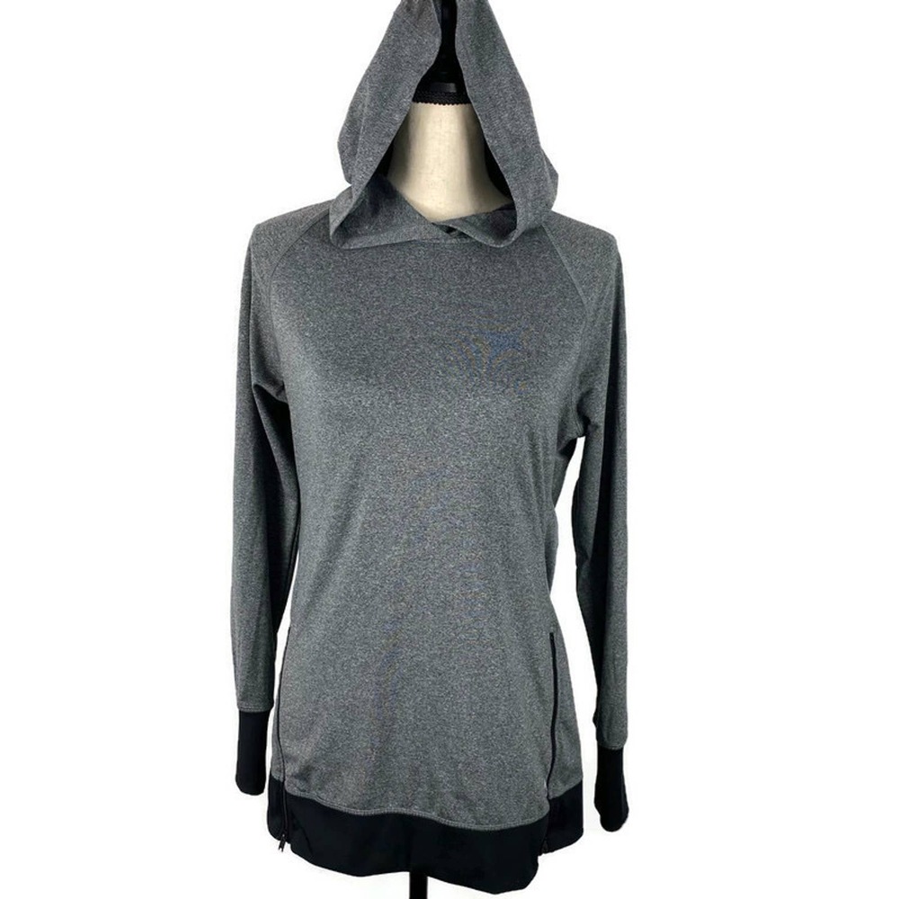 Layer 8 Athletic Pullover Quick Dry Gray Black Hoodie Zippers Womens Sz Large